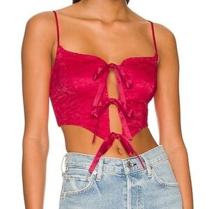 Revolve Marjorelle Angelique Barbie Pink Bustier Cut Out Crop Top XS NWOT